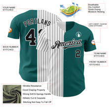 Load image into Gallery viewer, Custom Teal White-Black Pinstripe Authentic Split Fashion Baseball Jersey
