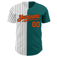 Load image into Gallery viewer, Custom Teal Orange-Black Pinstripe Authentic Split Fashion Baseball Jersey
