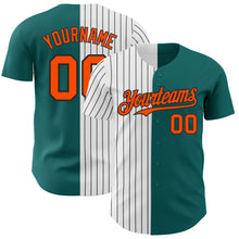 Load image into Gallery viewer, Custom Teal Orange-Black Pinstripe Authentic Split Fashion Baseball Jersey
