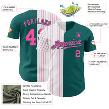 Load image into Gallery viewer, Custom Teal White-Pink Pinstripe Authentic Split Fashion Baseball Jersey
