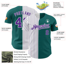 Load image into Gallery viewer, Custom Teal White-Purple Pinstripe Authentic Split Fashion Baseball Jersey
