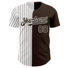 Load image into Gallery viewer, Custom Brown White-Brown Pinstripe Authentic Split Fashion Baseball Jersey
