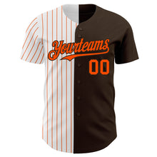 Load image into Gallery viewer, Custom Brown White-Orange Pinstripe Authentic Split Fashion Baseball Jersey
