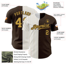 Load image into Gallery viewer, Custom Brown White-Old Gold Pinstripe Authentic Split Fashion Baseball Jersey
