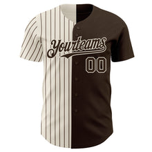 Load image into Gallery viewer, Custom Brown Cream-Brown Pinstripe Authentic Split Fashion Baseball Jersey
