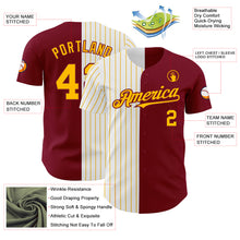 Load image into Gallery viewer, Custom Crimson White-Gold Pinstripe Authentic Split Fashion Baseball Jersey
