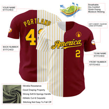 Load image into Gallery viewer, Custom Crimson Black-Gold Pinstripe Authentic Split Fashion Baseball Jersey
