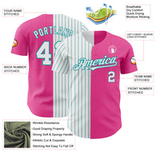 Load image into Gallery viewer, Custom Pink White-Teal Pinstripe Authentic Split Fashion Baseball Jersey
