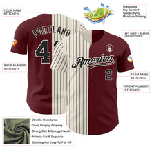 Load image into Gallery viewer, Custom Burgundy Cream-Black Pinstripe Authentic Split Fashion Baseball Jersey
