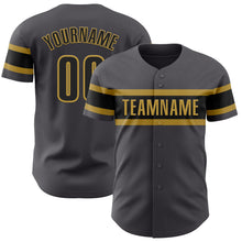 Load image into Gallery viewer, Custom Steel Gray Black-Old Gold Authentic Baseball Jersey
