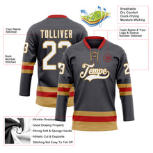 Load image into Gallery viewer, Custom Steel Gray Old Gold-Red Hockey Lace Neck Jersey
