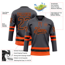 Load image into Gallery viewer, Custom Steel Gray Black-Orange Hockey Lace Neck Jersey
