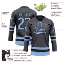 Load image into Gallery viewer, Custom Steel Gray Light Blue-Black Hockey Lace Neck Jersey
