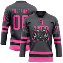 Load image into Gallery viewer, Custom Steel Gray Pink-Black Hockey Lace Neck Jersey
