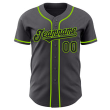 Load image into Gallery viewer, Custom Steel Gray Black-Neon Green Authentic Baseball Jersey
