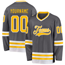 Load image into Gallery viewer, Custom Steel Gray Gold-White Hockey Jersey
