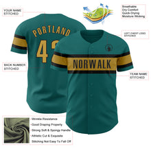 Load image into Gallery viewer, Custom Teal Old Gold-Black Authentic Baseball Jersey
