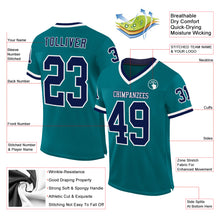 Load image into Gallery viewer, Custom Teal Navy-White Mesh Authentic Throwback Football Jersey
