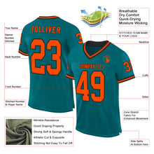 Load image into Gallery viewer, Custom Teal Orange-Black Mesh Authentic Throwback Football Jersey
