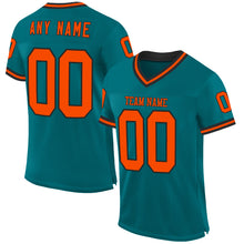 Load image into Gallery viewer, Custom Teal Orange-Black Mesh Authentic Throwback Football Jersey
