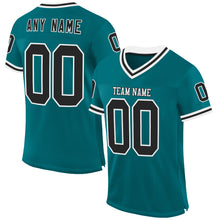 Load image into Gallery viewer, Custom Teal Black-White Mesh Authentic Throwback Football Jersey
