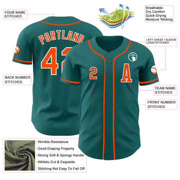 Custom Teal Orange-White Authentic Baseball Jersey