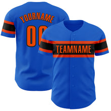 Load image into Gallery viewer, Custom Thunder Blue Orange-Black Authentic Baseball Jersey
