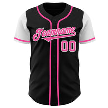 Load image into Gallery viewer, Custom Black Pink-White Authentic Two Tone Baseball Jersey
