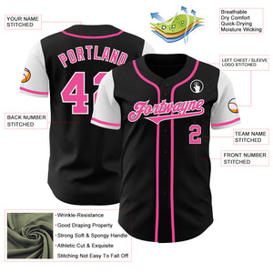 Custom Black Pink-White Authentic Two Tone Baseball Jersey