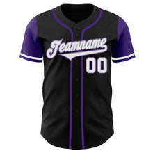 Load image into Gallery viewer, Custom Black White-Purple Authentic Two Tone Baseball Jersey
