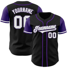 Load image into Gallery viewer, Custom Black White-Purple Authentic Two Tone Baseball Jersey
