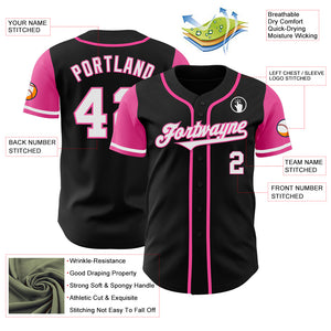 Custom Black White-Pink Authentic Two Tone Baseball Jersey