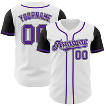 Load image into Gallery viewer, Custom White Purple-Black Authentic Two Tone Baseball Jersey
