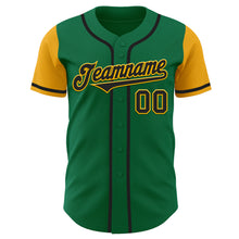 Load image into Gallery viewer, Custom Kelly Green Black-Gold Authentic Two Tone Baseball Jersey
