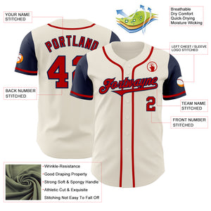 Custom Cream Red-Navy Authentic Two Tone Baseball Jersey