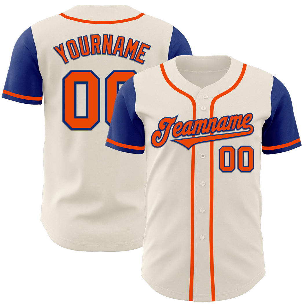 Custom Cream Orange-Royal Authentic Two Tone Baseball Jersey