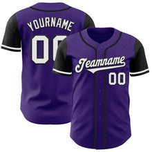 Load image into Gallery viewer, Custom Purple White-Black Authentic Two Tone Baseball Jersey
