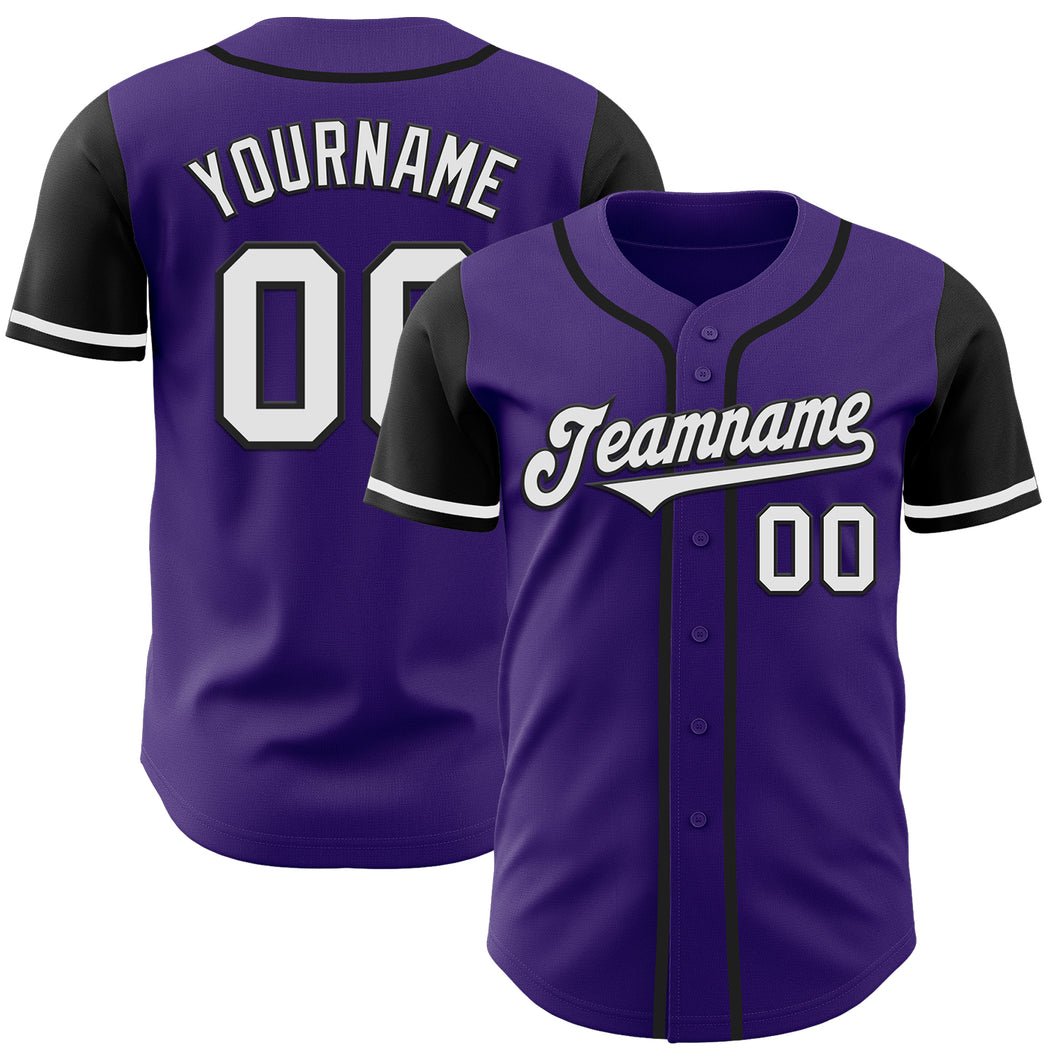 Custom Purple White-Black Authentic Two Tone Baseball Jersey