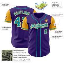 Load image into Gallery viewer, Custom Purple Teal-Gold Authentic Two Tone Baseball Jersey
