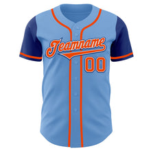 Load image into Gallery viewer, Custom Light Blue Orange-Royal Authentic Two Tone Baseball Jersey
