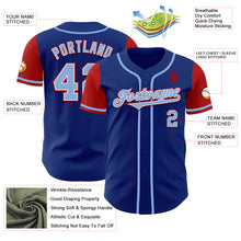 Load image into Gallery viewer, Custom Royal Light Blue-Red Authentic Two Tone Baseball Jersey
