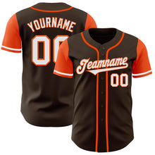 Load image into Gallery viewer, Custom Brown White-Orange Authentic Two Tone Baseball Jersey
