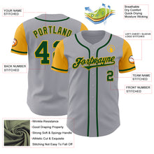 Load image into Gallery viewer, Custom Gray Green-Gold Authentic Two Tone Baseball Jersey
