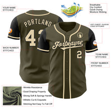 Load image into Gallery viewer, Custom Olive Cream-Black Authentic Two Tone Salute To Service Baseball Jersey
