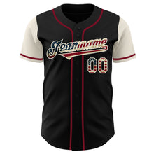 Load image into Gallery viewer, Custom Black Vintage USA Flag Cream-Crimson Authentic Two Tone Baseball Jersey
