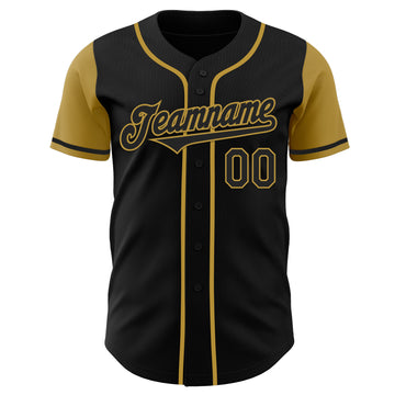 Custom Black Old Gold Authentic Two Tone Baseball Jersey