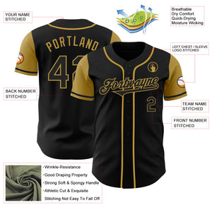 Custom Black Old Gold Authentic Two Tone Baseball Jersey