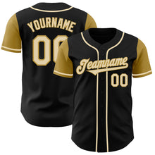 Load image into Gallery viewer, Custom Black Cream-Old Gold Authentic Two Tone Baseball Jersey
