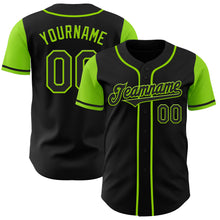 Load image into Gallery viewer, Custom Black Neon Green Authentic Two Tone Baseball Jersey
