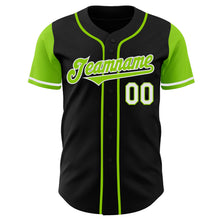 Load image into Gallery viewer, Custom Black Neon Green-White Authentic Two Tone Baseball Jersey
